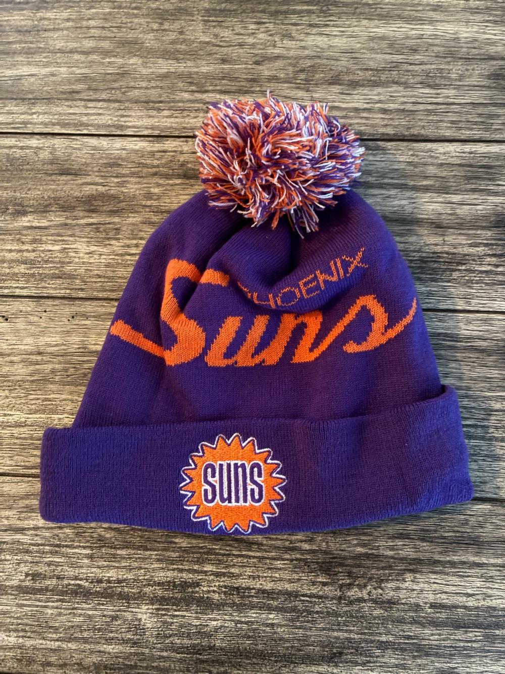 Mitchell & Ness Purple and Orange Phoenix Suns Pom Beanie